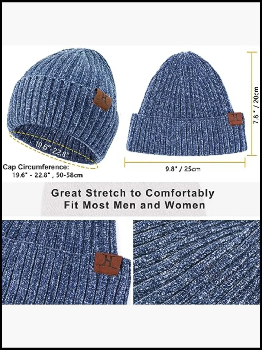 Womens Winter Knit Warm Hat Beanie Long Scarf Touch Screen Gloves Set 3pc